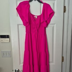 Cute Fuchsia Midi Dress
